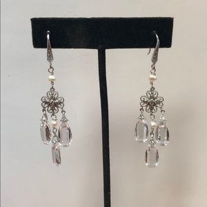 Bridal Earring: sterling, pearl, crystal
